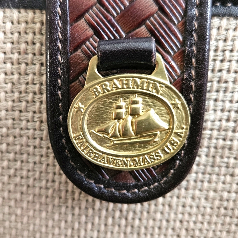 Vintage Brahmin Addison Li Taupe Harbor Handbag - Picture 2 of 8